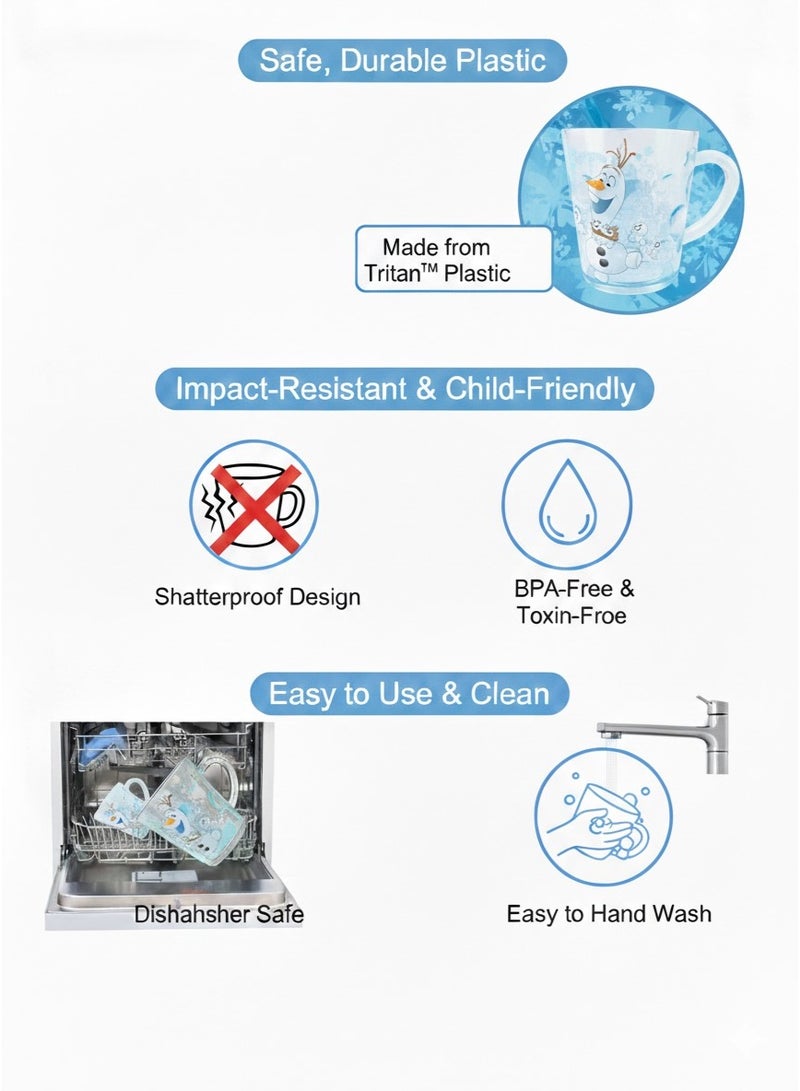 Disney Frozen Olaf Kids Plastic Cup 260ml | BPA-Free Reusable Drinking Cup | Cartoon Water, Juice & Milk Cup for Children - Image 4